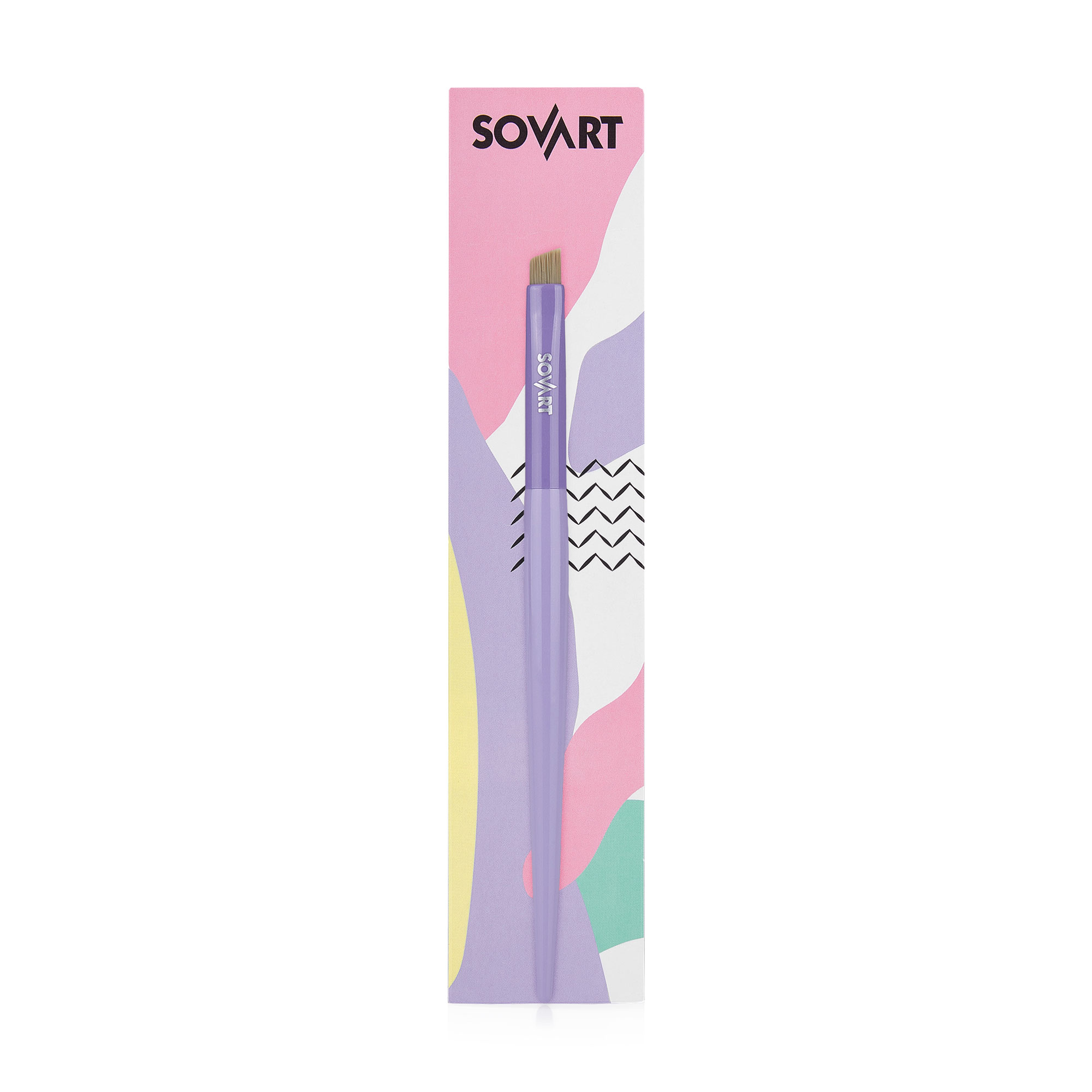 Пензлик для брів та лінії очей Sovart скошений, бузковий, 1 шт